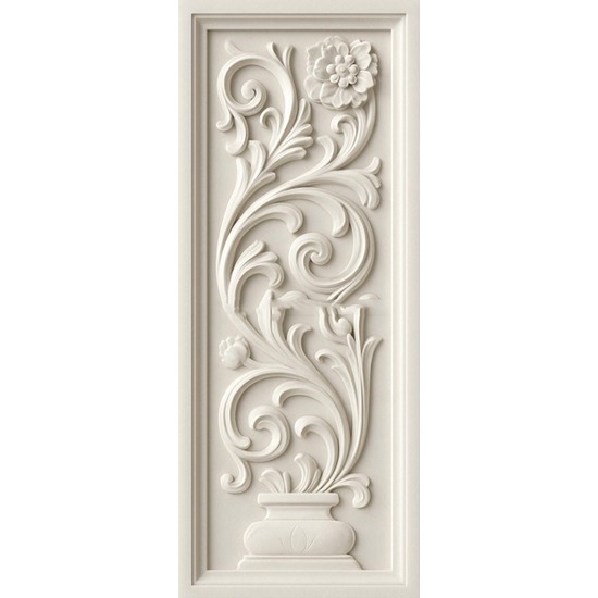 3D Floral Vase stone Wall Mural – Rectangle Panel