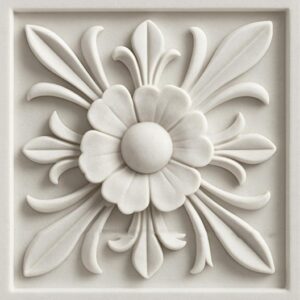 3D Floral stone Wall Mural Square Panel-1
