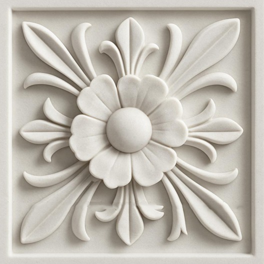 3D Floral stone Wall Mural Square Panel-1