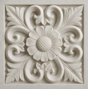 3D Floral stone Wall Mural – Square Panel - 2
