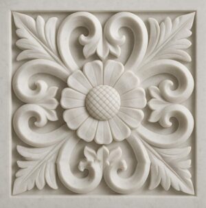 3D Floral stone Wall Mural – Square Panel - 2