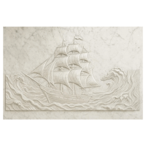 3D  Sailing Ship stone wall mural