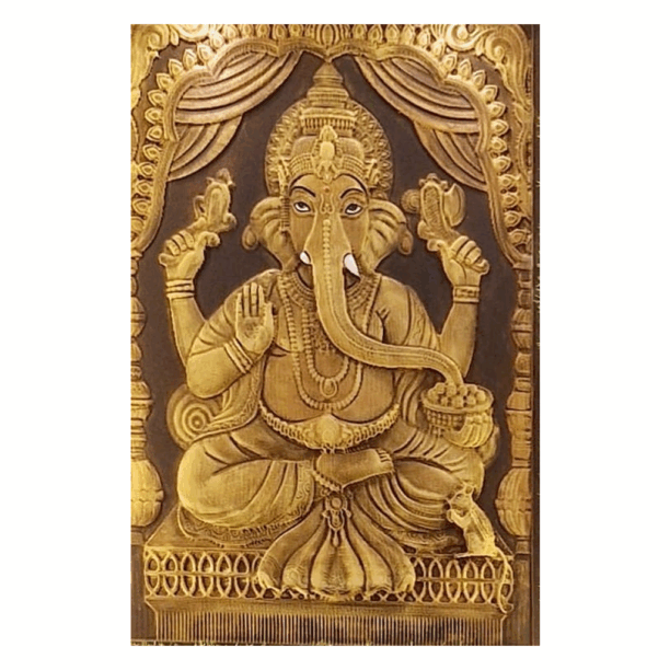 Antique Gold Finish Ganesha Stone Wall Mural Antique Gold Finish Ganesha Stone Wall Mural