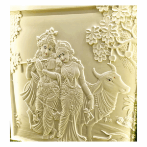 Elegant Radha Krishna kamadhenu Stone Wall Mural