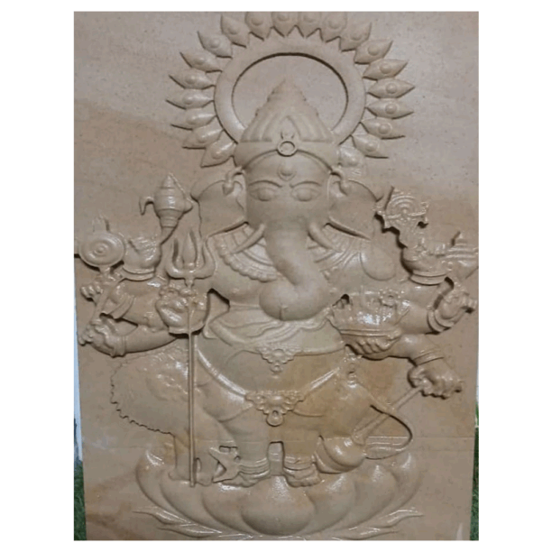 Ganesha 3D Stone wall mural (2) Sand Stone Ganesha Stone Wall Mural