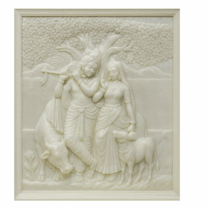 Marble Radha krishnan kamadhenustone stonewall mural