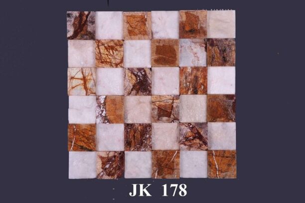 Rich Brown & White Checkboard Natural Stone Wall Cladding