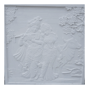 Radha Krishna Stone Wall Mural Cow Panel