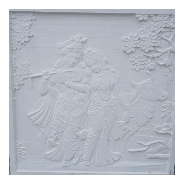 Radha Krishna Stone Wall Mural Cow Panel