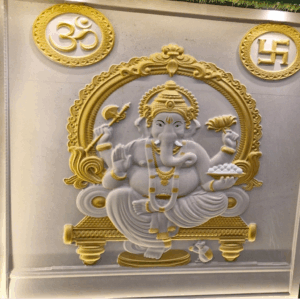 White & Gold Ganesha Vastu Stone Wall Mural