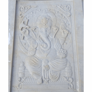 White Marble Ganesh Stone Wall Mural