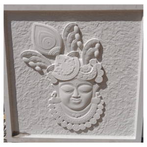 3D Lord Krishna Face Stone Wall Mural