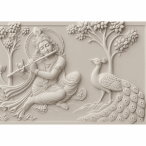 3D Lord Krishna peacock stone wall mural