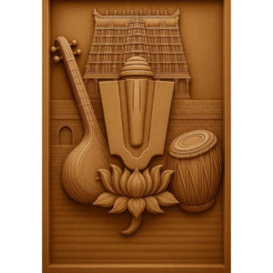 3D Lord Vishnu Instrument Stone Wall Mural