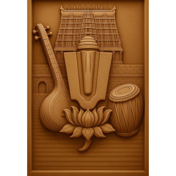 3D Lord Vishnu Instrument Stone Wall Mural 3D Lord Vishnu Instrument Stone Wall Mural