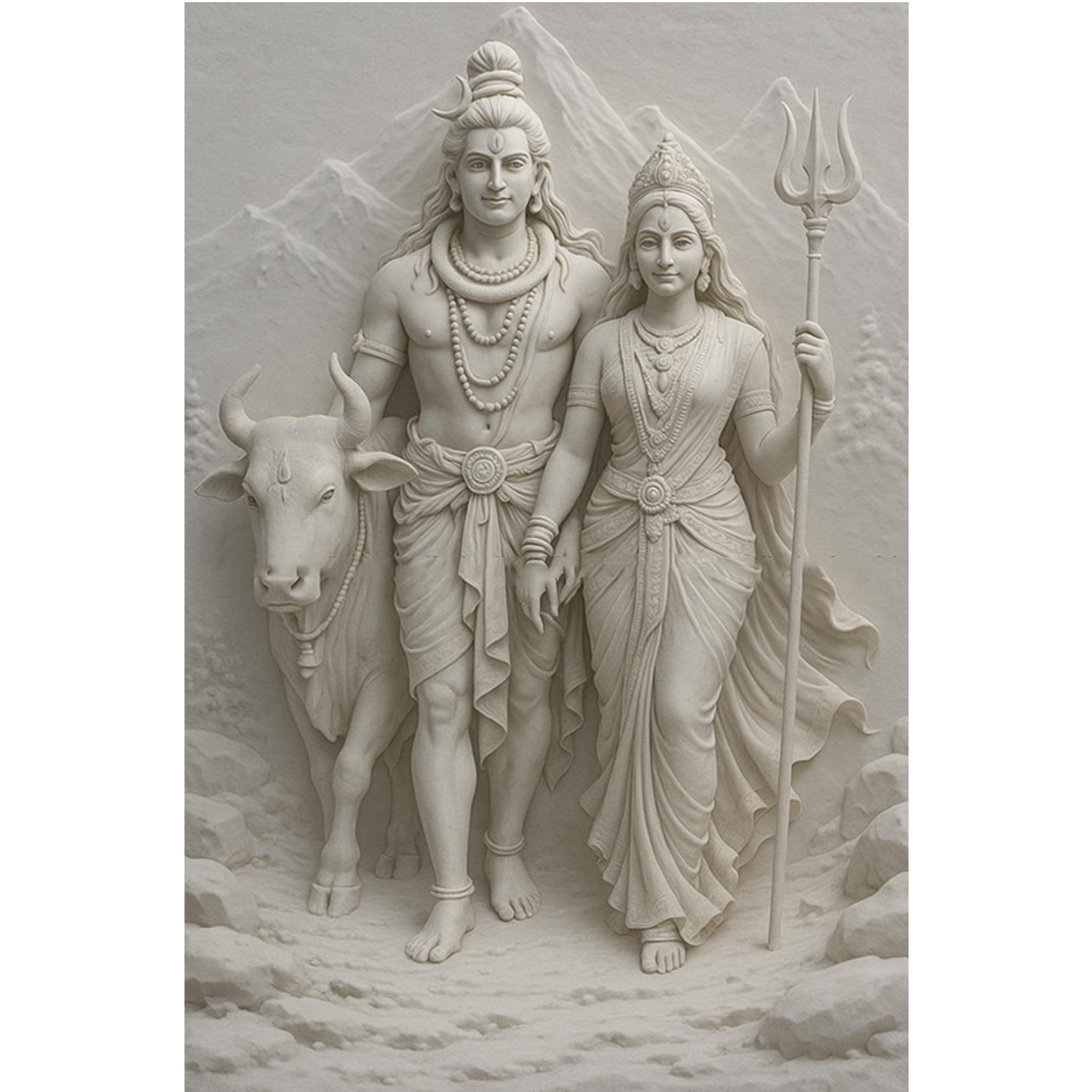 3D Sivan & Parvathi stone wall mural