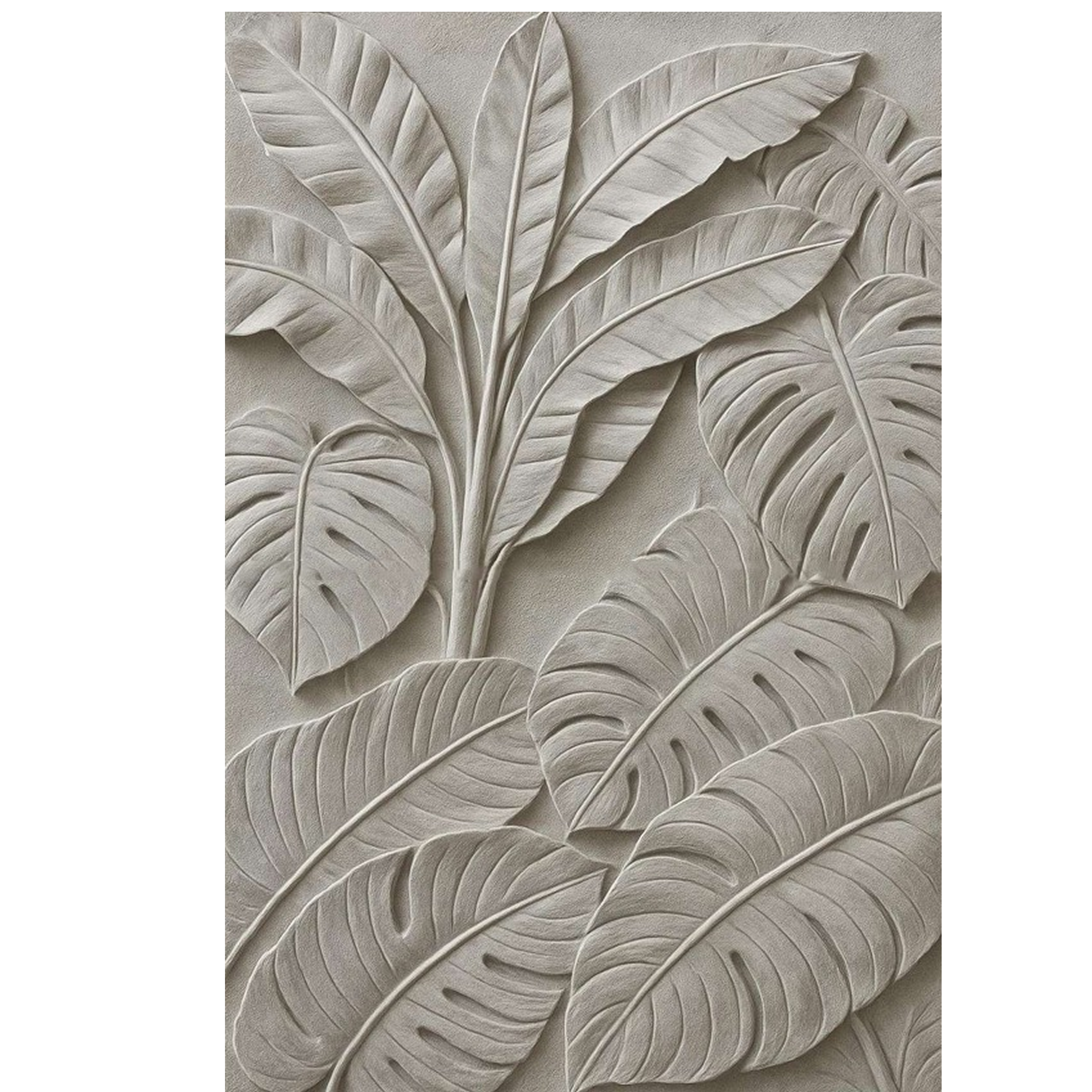 3D Craved Leaf Stone Wall Mural