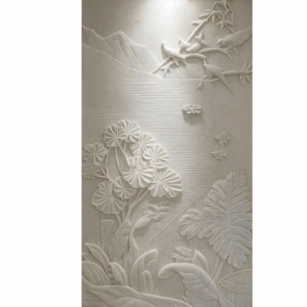 3D craved leaf wall mural (3) 3D Natural Craved Leaf Stone Wall Mural
