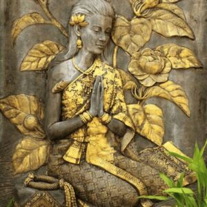 Divine Welcome Wall Art – Golden Namaste Goddess