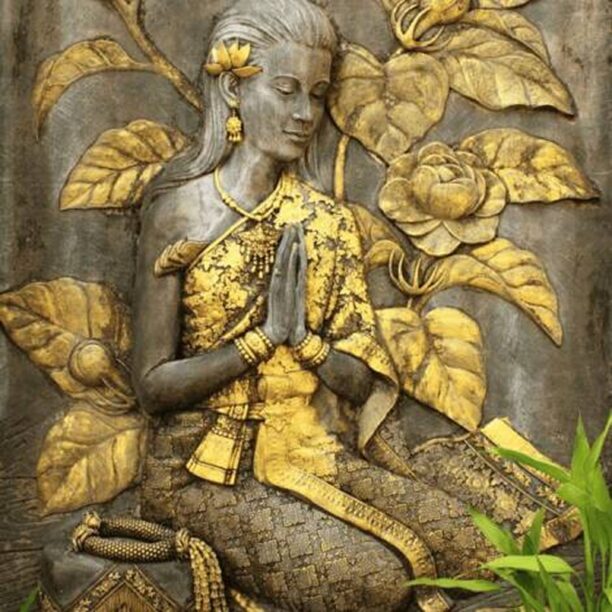 Divine Welcome Wall Art – Golden Namaste Goddess