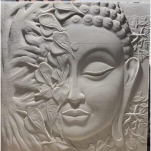 Budha Half Face Leaf Stone Wall Mural