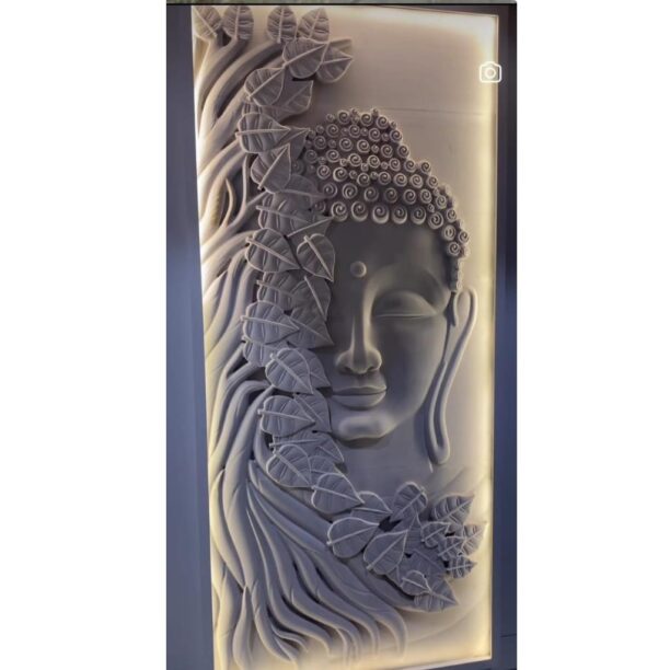 Budha Half Face Stone Wall Mural