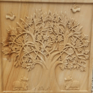 Craved Tree Stone Wall Mural