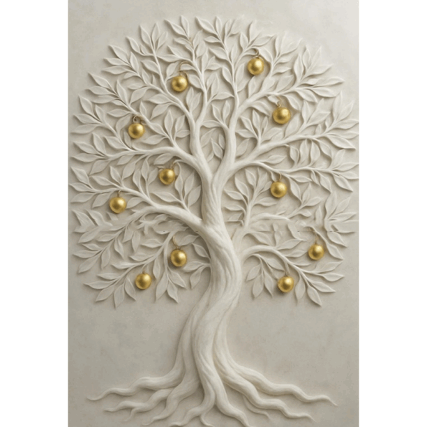 Flowing Craved Tree Stone Wall Mural