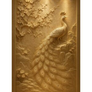 Golden Blossom Peacock Stone wall Mural