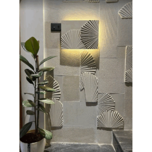 Layered Fan shape Stone Wall Mural
