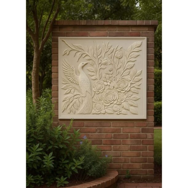 Majesty Floral Peacock Stone Wall Mural Majesty Floral Peacock Stone Wall Mural