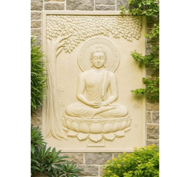 Meditative Budha Bodhi Tree Stone Wall Mural Meditative Budha Bodhi Tree Stone Wall Mural