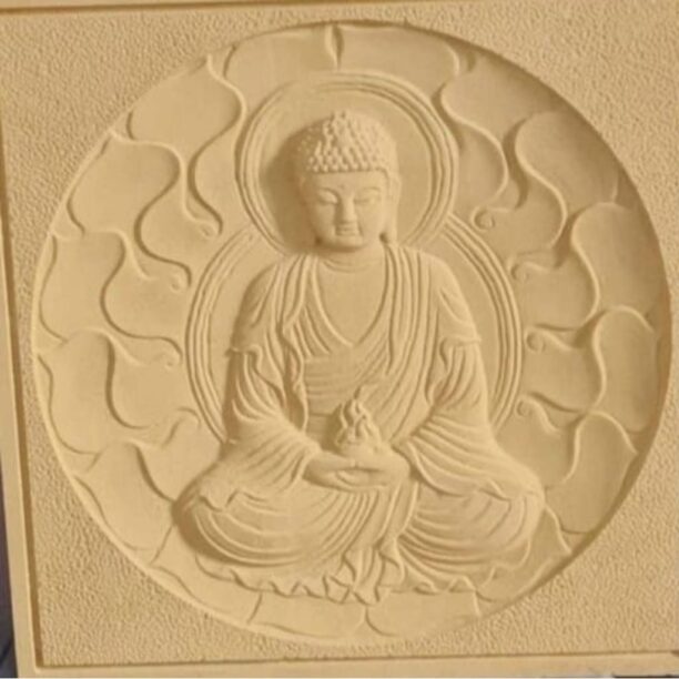 Round Relief Buddha Stone Wall Mural Round Relief Buddha Stone Wall Mural