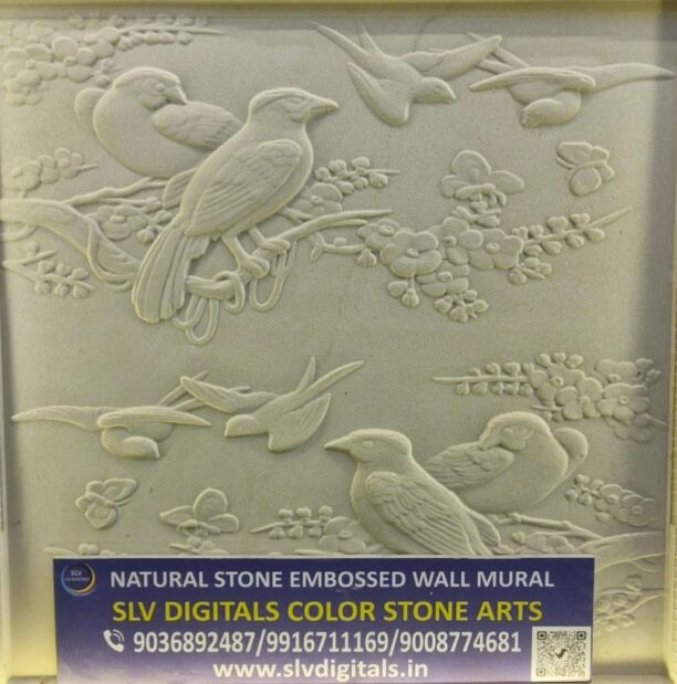 3D Bird Stone Wall Mural
