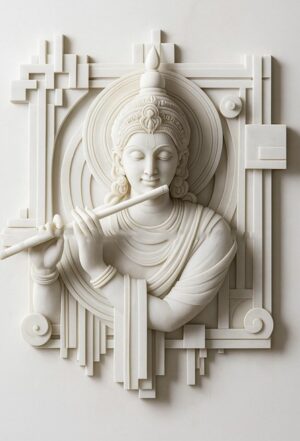 Modern Lord Krishna 3D Flute Wall Mural
