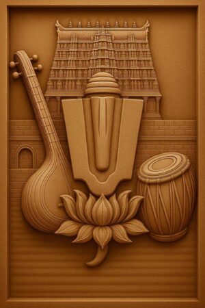 3D Lord Vishnu Stone Wall Mural