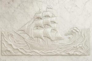 3D Sailing Ship Stone Wall Mural