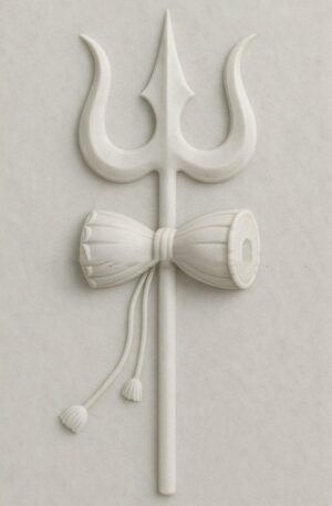 3D Shiva Trishul & Damaru Stone Wall Mural Panel