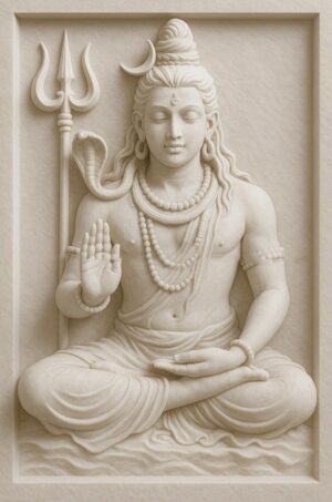 3D Lord Shiva Stone Wall Mural Panel