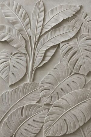 3D Carved Leaf Wall Mural