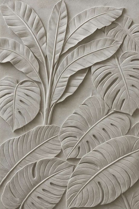 3D Carved Leaf Wall Mural