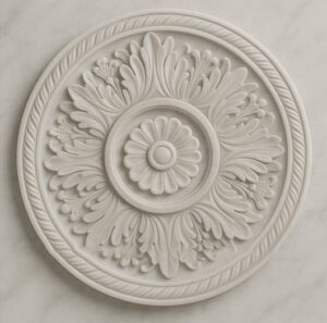 3D Floral Medallion Stone Wall Mural Panel