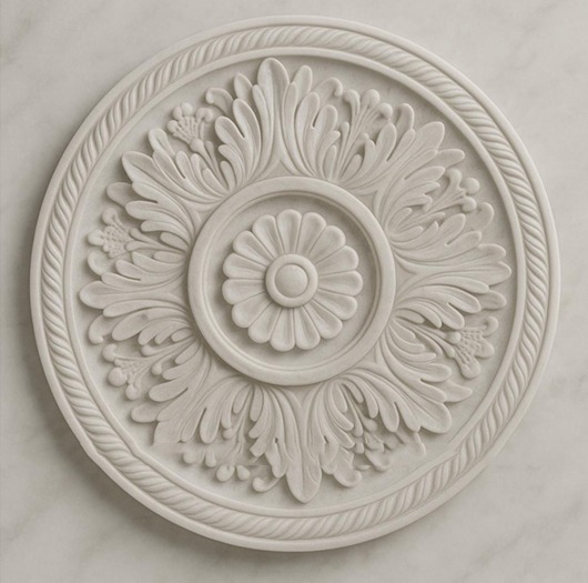 3D Floral Medallion Stone Wall Mural Panel