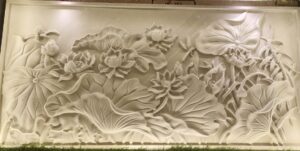3D Lotus Garden Landscape Stone Wall Mural Panel