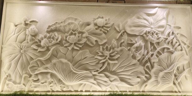 3D Lotus Garden Landscape Stone Wall Mural Panel