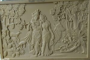3D Radha Krishna Kamadhenu Wall Mural