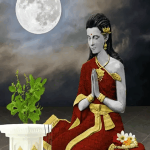Meditative Goddess with Tulsi Plant Wall Art