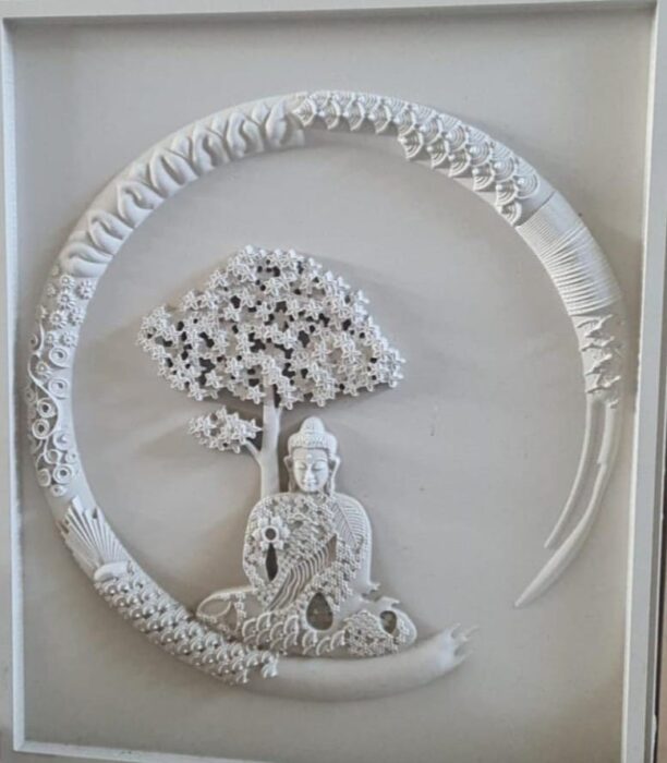 Artisan Bodhi Tree Buddha Stone Wall Mural