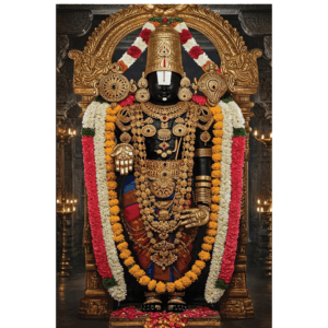 "Divine Venkateswara Golden Temple Digital Glass Print