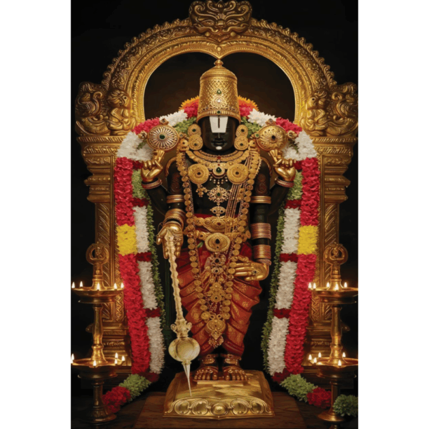 Divine Venkateswara Digital Glass Print - 4 "Divine Venkateswara Brass Arch Digital Glass Print